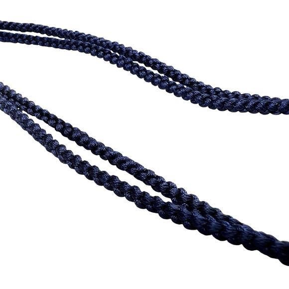 Necklace Ceramic Beads Hand Knotted Purple Gold Accents Braided Double Cord Navy - Picture 11 of 13